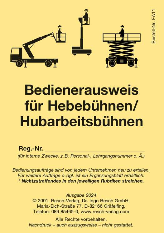 Hubarbeitsbühnenausweis Hubarbeitsbühnenausweis