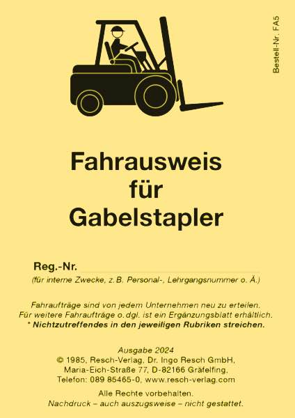 Fahrausweis für Gabelstapler Fahrausweis für Gabelstapler